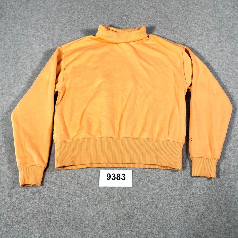 Calia Sweatshirt Womens XS Orange Fleece Cotton Logo Long Sleeve Turtleneck